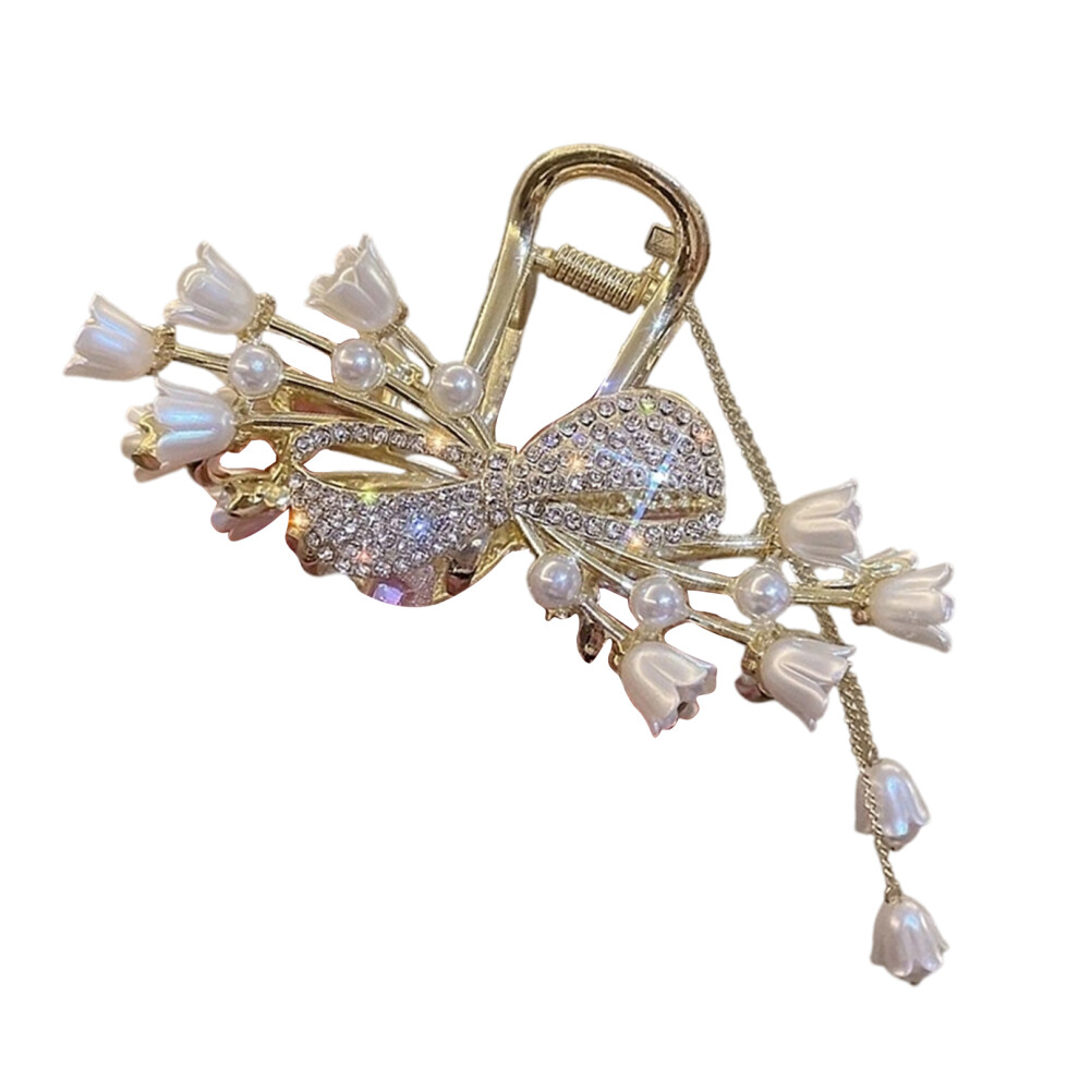 Shimmering Alloy Hair Clip Decorative Beaded Strands Quick-4