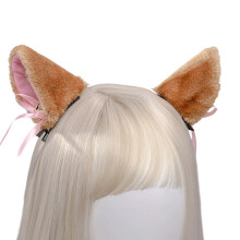 Soft Plush Cats Ear Hair Clip for Kids and Adults Costume-Brown