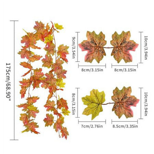 Artificial Maple Leaf Garland Fall Thanksgiving Decor 2