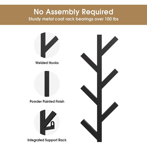 Wall Mounted Coat Rack Metal Modern 16 Inch 2