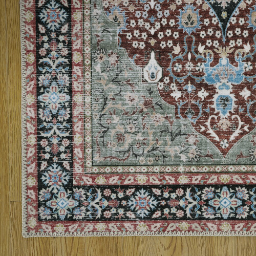 Boho Area Rug 5 x 7 ft Brown Black Non-Slip Machine Washable 1
