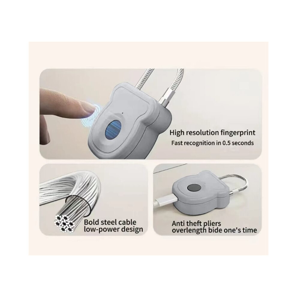 Keyless Fingerprint Biometrics Padlock Electric Lock 20 Users Plastic Material Fingerprint Lock With Usb Charging 4711707646120