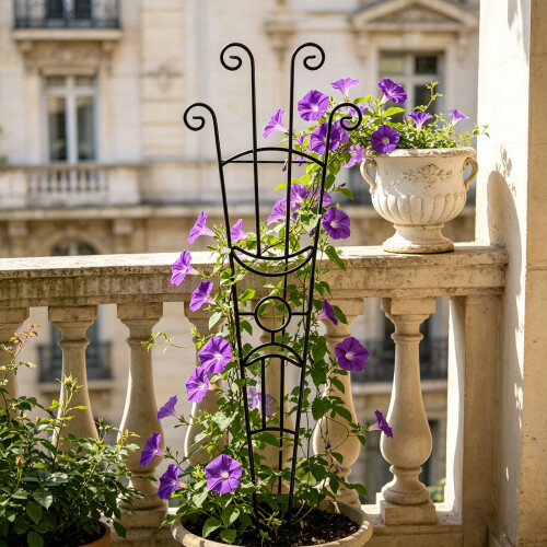 Adjustable Modern Moon Design Iron Plant Support Trellis-Gold 2