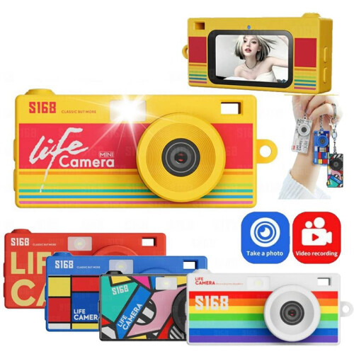 Keychain Thumb Camera 1.47inch  Action Camera Retro 2K Digital Camera CCD Camera with Flash Light Loop Recording D 1