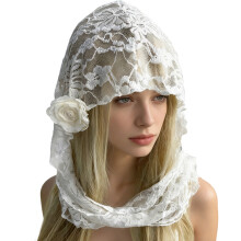 Fashionable Netted Hair Band Head Scarf Featuring Lace Trim-BE