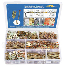 420Pcs Gypsum Expansion Drywall Anchors Screw Carbon Steel