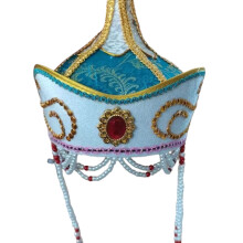 Ethnic Mongolian Folk Art Hat Embroidery Costume Hat For-Blue