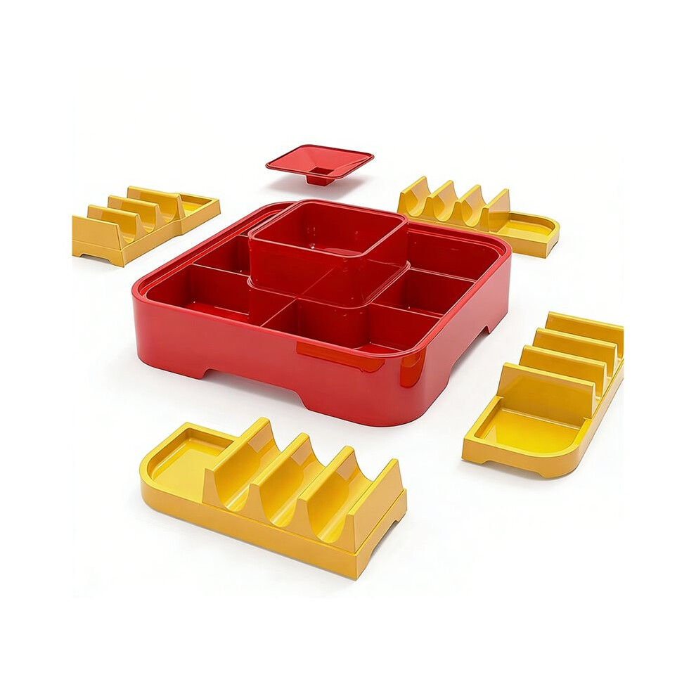 Bar Serving Set For A Party Taco Bar Serving,Tortilla Plate With 4-Compartment Taco Holders With Non-Slip Tray Base 4712121597050