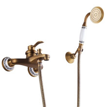 Brass Shower Faucet Set with Handheld Shower and Mixer Tap A