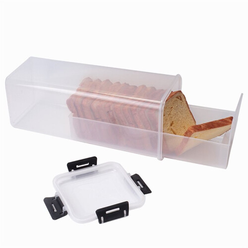 2 Pcs Airtight Bread Storage Container with Tray, Plastic Bread Box for Homemade Bread 2
