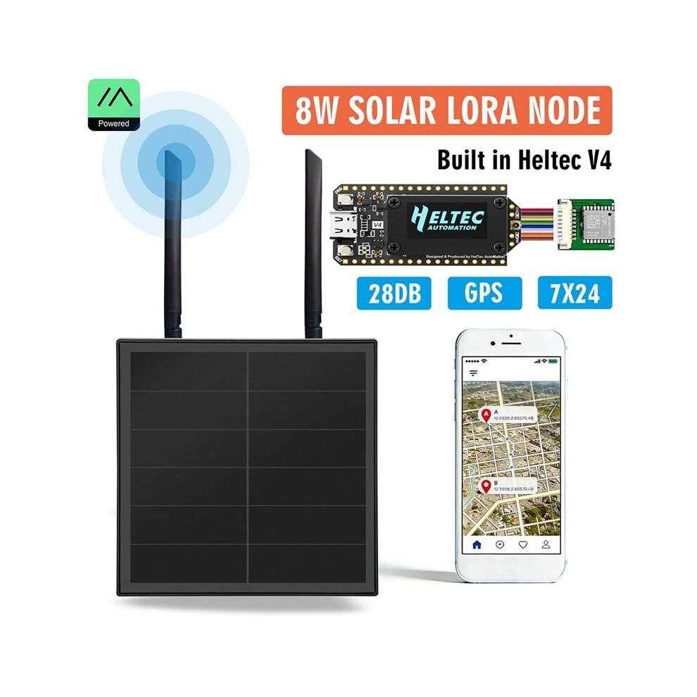 8W Solar Meshtastic Lora Node Heltec V4 28Db Node W/Battery 868-915Mhz Lorawan Waterproof Esp32 Lora Iot 6031244187138