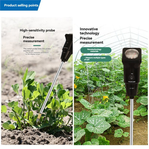 Soil PH Meter Soil Moisture PH Meter Acidity Humidity Tester Handheld Soil Tester PH Detector Humidity Analyzer C