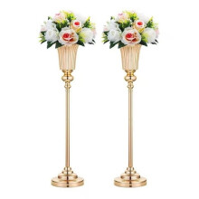 Elegant Metal Flower Vase for Home Decor, Tabletop Artificial Flower Arrangement