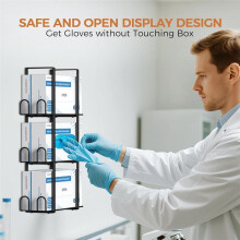Glove Holder Dispenser for Wall Mount, Disposable Latex Gloves Holder for Lab, Wall-Mounted Triple Rubber Box Holder
