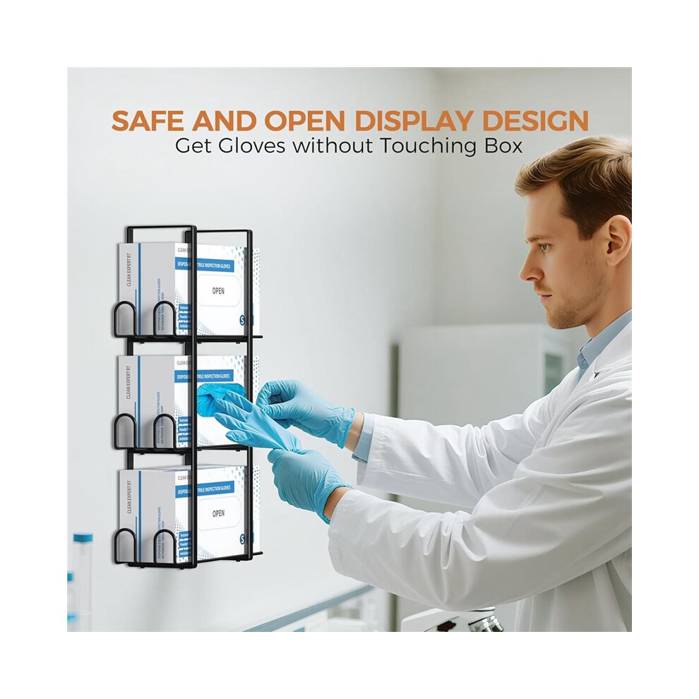 Glove Holder Dispenser For Wall Mount, Disposable Latex Gloves Holder For Lab, Wall-Mounted Triple Rubber Box Holder 4713291152629