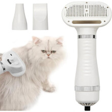 3-in-1 Pet Hair Dryer Brush Portable Blower & Slicker Brush,Adjustable Temperature,Overheat Protection EU Plug
