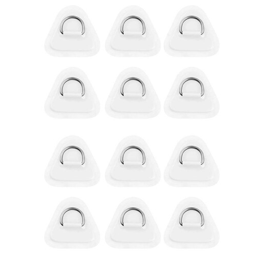 12PCS D-Ring Patch for Inflatable Boat Kayak Dinghy , D-Ring PVC Patch Stand- Paddleboard Canoe Rafting White