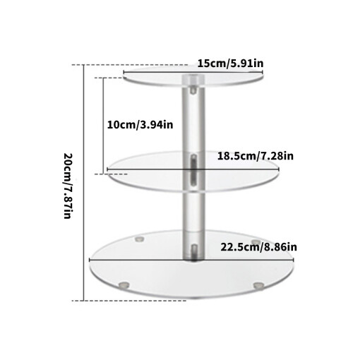 Support à gâteaux rond en acrylique transparent à 3 niveaux, 2