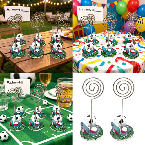 2 Stück Fußball-Form-Platzkartenhalter mit Harzbasis, 1