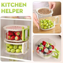 2-in-1 Draining and Preservation Basket, Multifunctional Fruit and Vegetable Washing Bowl with Strainer Lid Foldable 2pc