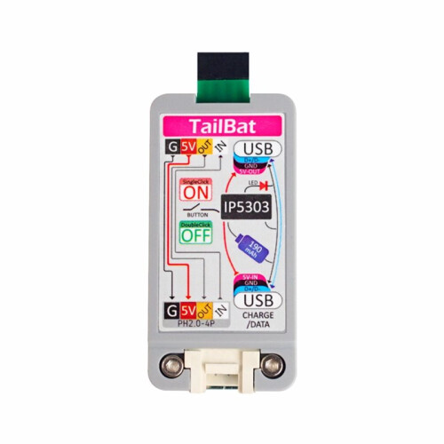 ATOM TailBat External Battery Accessory Built-in 190mAh Rechargeable Lithium Battery with Indicator Light for ATOM