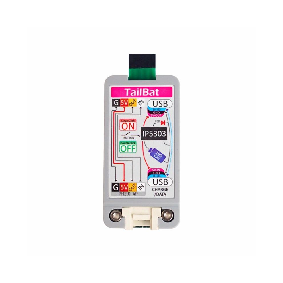 Atom Tailbat External Battery Accessory Built-In 190Mah Rechargeable Lithium Battery With Indicator For Atom Light 6032371658430