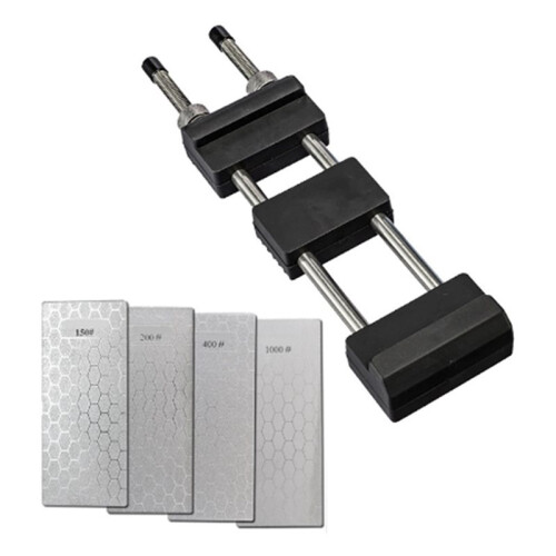 Adjustable Sharpener Stone Holder with 4pc Sharpening Stone ,No-Slip Sharpening Stone Base
