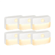 Lot de 6 Lampes D'Escalier à Détecteur de Mouvement pour L'Intérieur, Lampes de Placard à Piles, Veilleuses LED pour Chambre, Armoire et Cuisine
