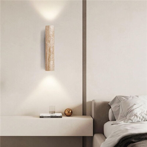 2X LED Wall Light Modern Simple Natural Yellow Travertine Wall Light with  and Down Light 1