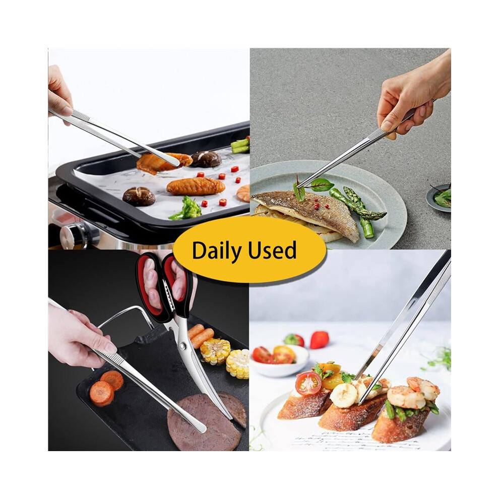 12Inch Kitchen Fine Tweezer Tongs Extra-Long Stainless Steel Cooking Tweezers For Kitchen Food Cooking Sea Food And Bbq 4712444200811