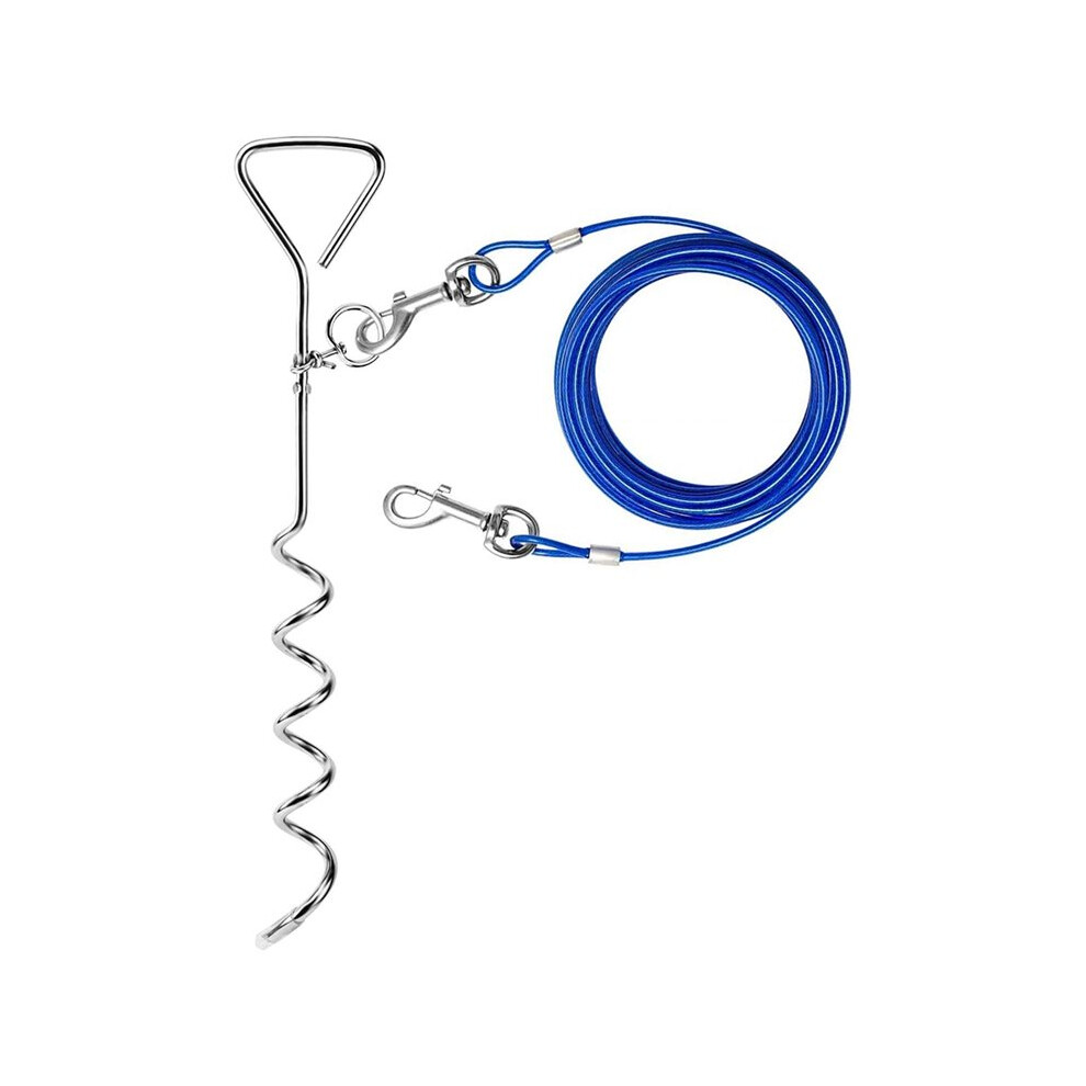 Dog Tie Out Cable And Stake, 30Ft Heavy Duty Anti-Rust Spiral Stake For Medium-Large Dogs To 125 Lbs 4711642566095