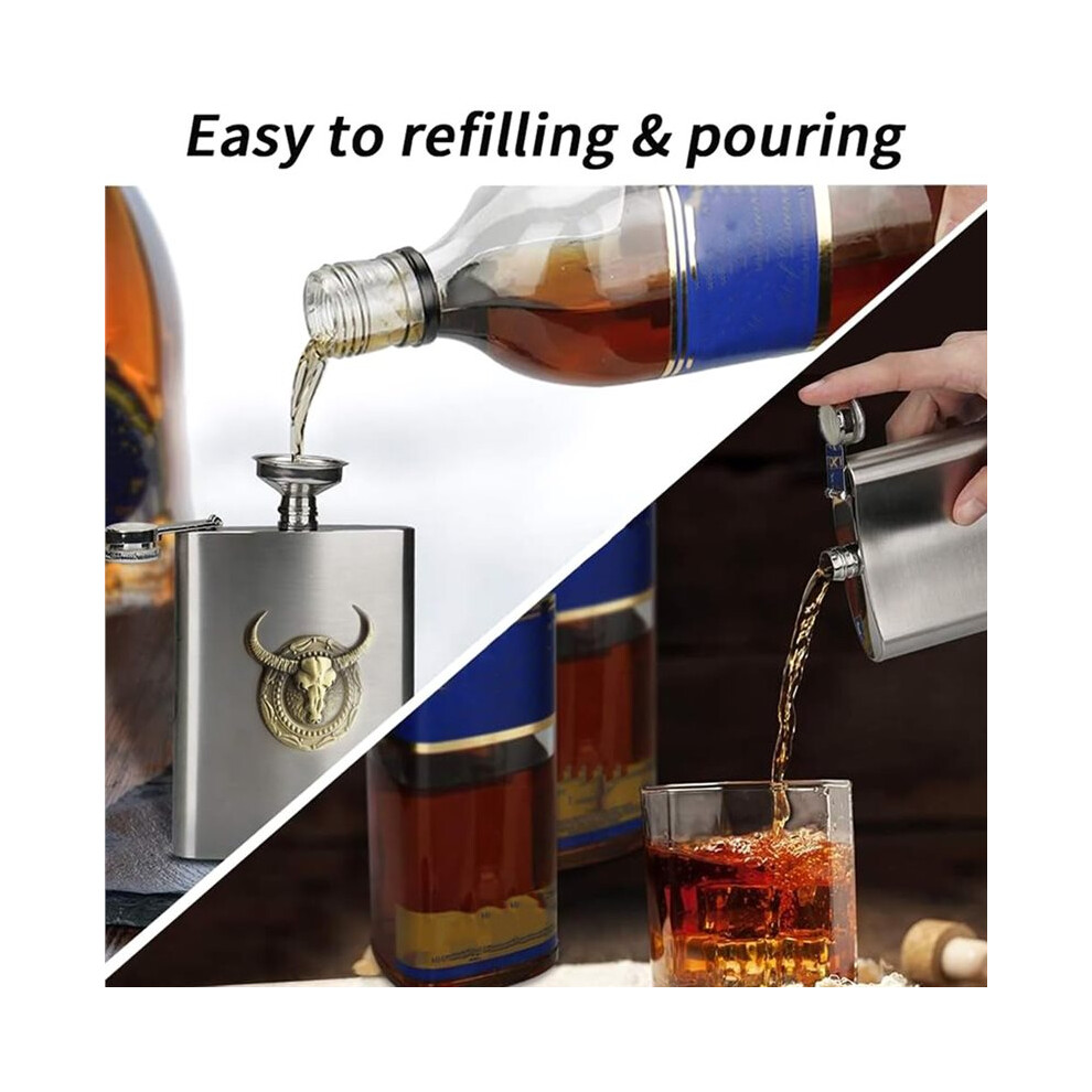 6 Oz Stainless Steel Hip Flask With Bull Totem Wine Pot Portable Hip Flask Travel Alcohol Liquor Bottle 6031244115940