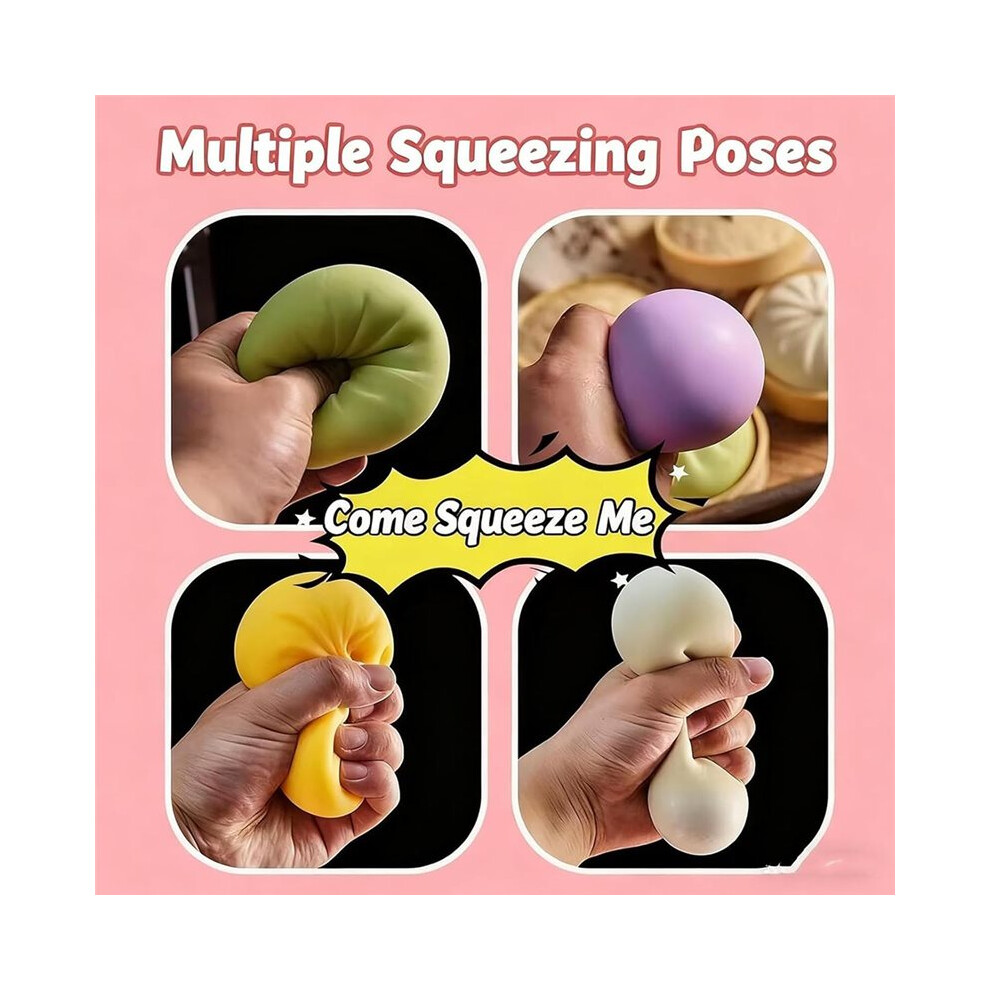 Dumpling Squishy 4Pcs Set, Soft Stretchy Bun Toys With Steamer Box Design, Pinchable Stress Relief Toys 6031418854293