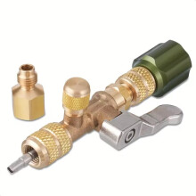 HVAC Valve Core Removal Tool HS-1430 with Brass Adapters for Various Refrigerants Compatible with R22 R12 R410 R32 R404
