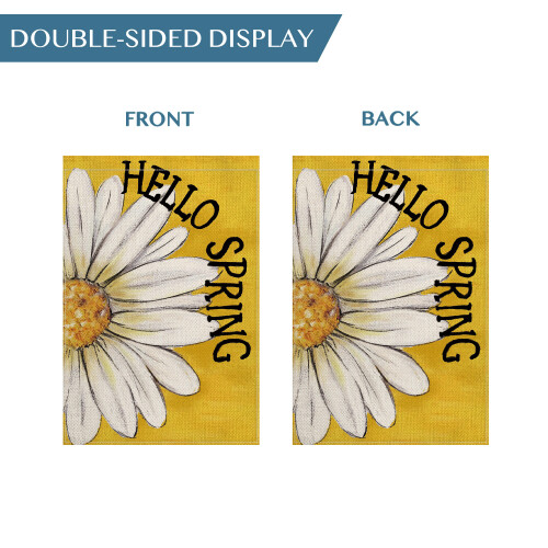 Bandeira de jardim Daisy Hello Spring 12x18 polegadas, dupla face 1