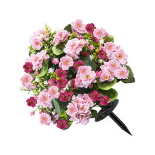 Artificial Flower Realistic Plastic Leaves Green Plant-Pink