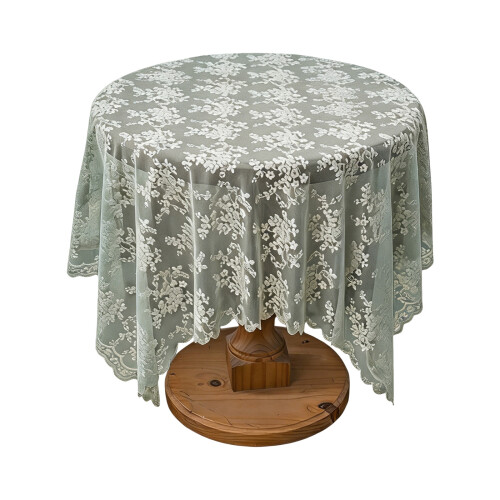 Wunderschöne Tischdecke mit Spitzenbesatz aus-135x180 Grün