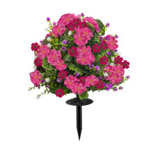 Realistische plantenbladeren kunstbloem buiten met-Roze Rood