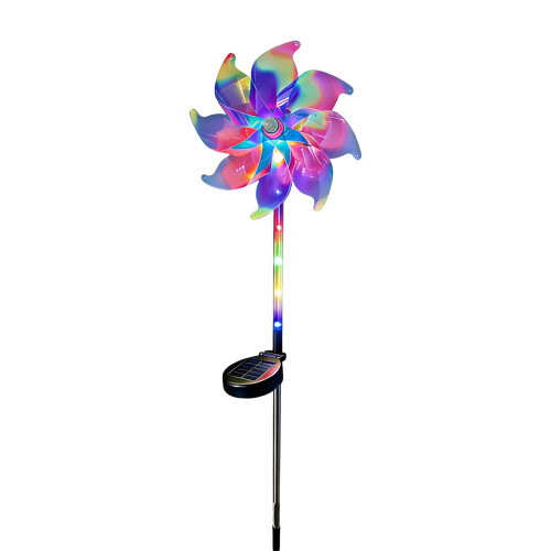 Solar Powered Rainbow Windmill Light For Garden Decoration-1