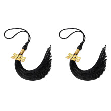 2026 Embellished Graduation Cap Tassels Polyester-Black 2PCS