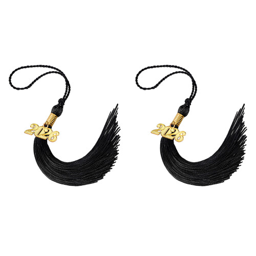 2026 Embellished Graduation Cap Tassels Polyester-Black 2PCS