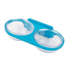 Versatiles Double Bowl Feeders Clear Suspended Double Dish-Blue
