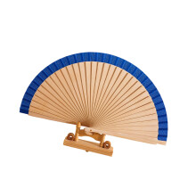 Handheld Simple Wood Hand Fan Decorative Hand Fan for-Blue