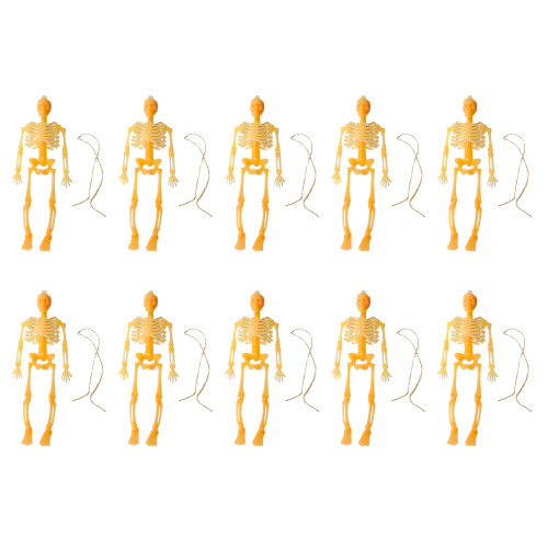 10pcs Halloween Miniature Skeletons Plastic Decorative-orange1