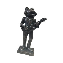 Antike Harz-Tiermusiker-Statuen, Miniatur-Tierfigur,-Gitarre