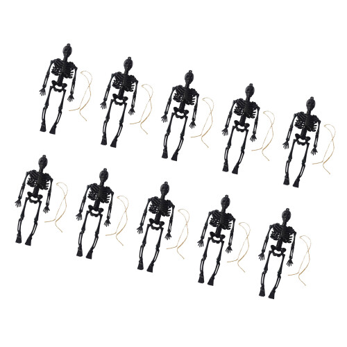10pcs Halloween Skeleton Party Decoration Plastic Figures-Black