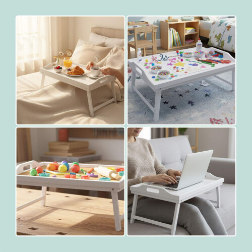 Bamboo Bed Tray with Foldable Legs and Side Handles 2