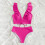 Dames bikini met hoge taille, buikversiering,-mintgroen S 3