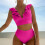 Dames bikini met hoge taille, buikversiering,-mintgroen S 4