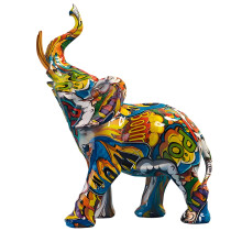 Graffiti Elephant Figurines Statues Colorful Animal Art- KY097